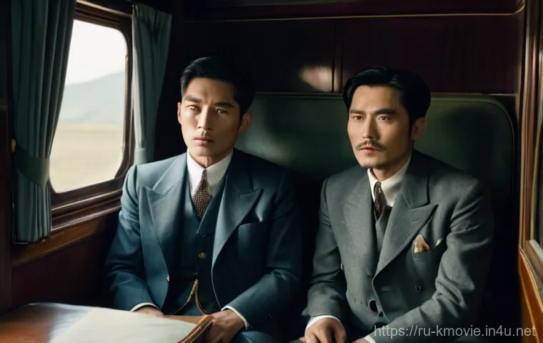 밀정  평점 및 관객수 - A dynamic, high-angle shot of a pursuit across the tiled rooftops of 1920s colonial-era Seoul. A fig...