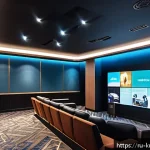 Home 21 비상선언 상영관 및 개봉일 - A modern multiplex cinema interior in Moscow, featuring a spacious hall with comfortable reclining s...